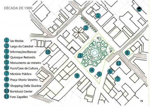 Croqui da Praça Nereu Ramos e seu entorno imediato em 1980