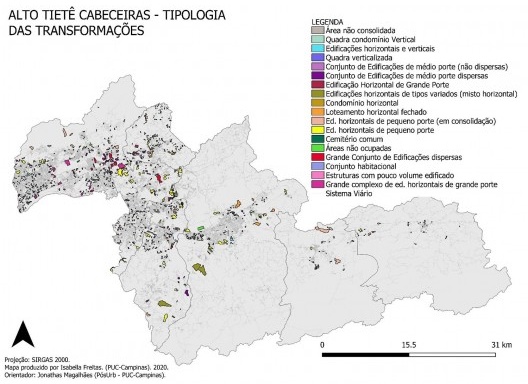 Mapa de tipologia das transformações