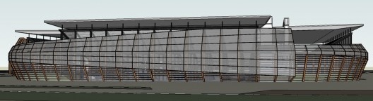 GCP Arquitetos, Arena Multiuso Governador José Fragelli, Cuiabá, 2014. Maquete eletrônica