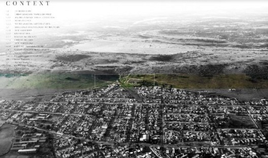 Estudo do sítio para projeto de conversão de reservatório de água desativado em destilaria de óleos essenciais, no subúrbio Mamelodi West, feito pela aluna Marni van der Hoven, sob supervisão do professor Arthur Barker