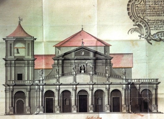 Vista e elevação da Igreja do Povo de São Miguel das Missões do Uruguai, Joseph Maria Cabrer