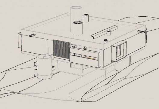 Residência do arquiteto, vista sudeste. Arquiteto Carlos Millan