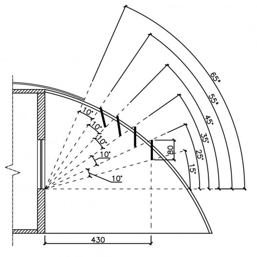 Jardim de Infância Maria Queiroz Lindemberg, representação em corte da cobertura em brise