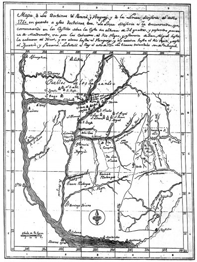 Mapa das Doutrinas do Paraguai e Uruguai e da linha divisória de 1750