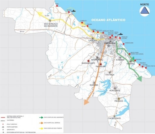 Mapa da Região Metropolitana de Fortaleza, dinâmica do turismo