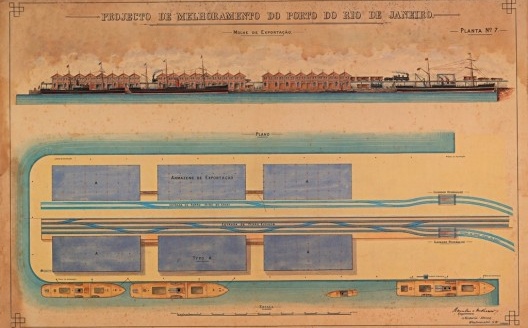 Projeto de melhoramento do porto do Rio de Janeiro, armazéns de exportação tipo A, Rio de Janeiro, 1863. Ministério da Viação e Obras Públicas