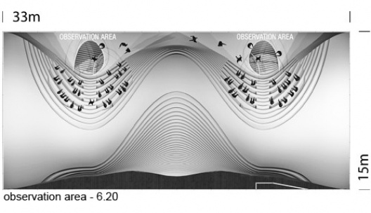 Adaptable Architecture Gallery on the Thames River Urban Competition – London 2008, planta área de observação – nível 6.20, menção honrosa. Arquitetos Victor Paixão, Miguel Felipe Muralha, Paula Sertório, Thiago Florez, André Mack, Bruno Castro