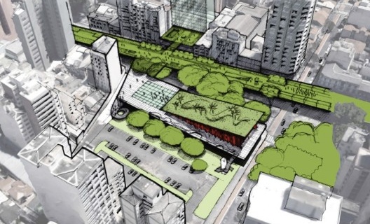 Projeto de criação do Parque Minhocão, vista aérea