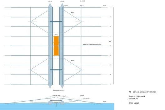 Guto Lacaz, “18”, barco de 18 remos, projeto, Parque do Ibirapuera, São Paulo, 2015