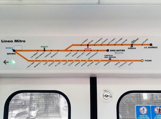 Itinerário da linha Retiro-Tigre, interior do trem