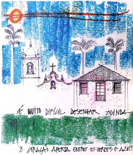 Olinda, ilustração de Eliane Lordello para o livro Viagens, livro de poesias de Sonia Marques