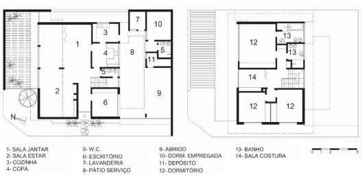 Residência Olavo Quintela, plantas térreo e superior, São Paulo, 1952. Arquiteto Rodolpho Ortenblad Filho