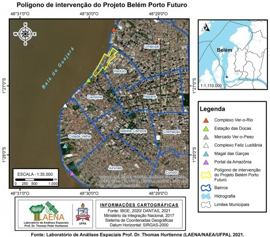 Mapa do polígono de intervenção do Projeto Belém Porto Futuro