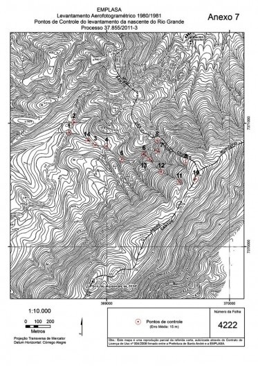 Área de nascente do Rio Grande, 1980/1981 (pontos de controle)