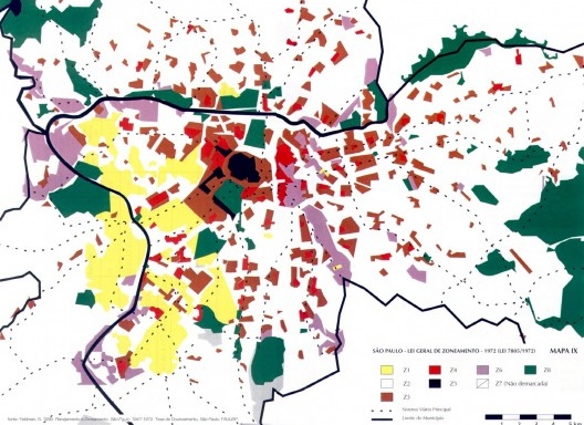 Mapa simplificado do Zoneamento de São Paulo – 1972.