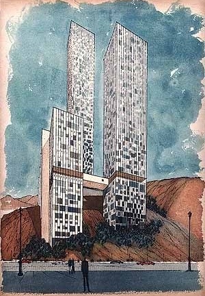 Casa Alta, perspectiva. Arquiteto Sérgio Bernardes