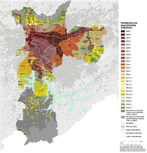 Perímetros de Qualificação Ambiental do município de São Paulo