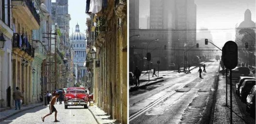 À esquerda, Havana; à direita, Curitiba