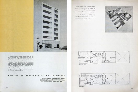 ORTENBLAD FILHO, Rodolpho. Edifício de apartamentos na Aclimação. Acrópole, São Paulo, n. 232, fev. 1958, p. 140-141
