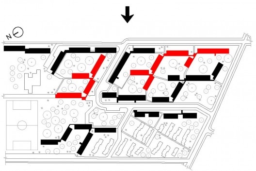Conjunto José Pedro Varela, “galhos” da Zona 1 e “galhos” inseridos em sua implantação, Montevidéu, Uruguai, 1971. Instituto de Assistência Técnica Centro de Assistência Técnica e Social