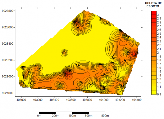 Representação espacial da rede de esgoto