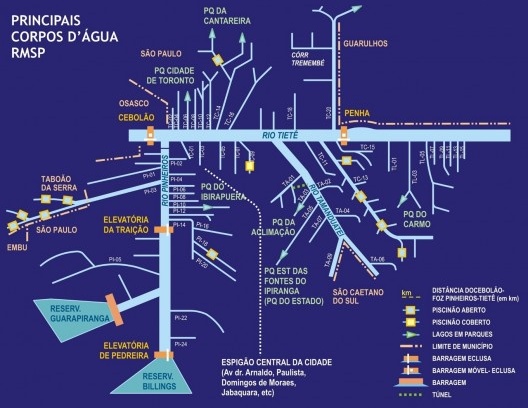 Principais corpos d'água da Região Metropolitana de São Paulo
