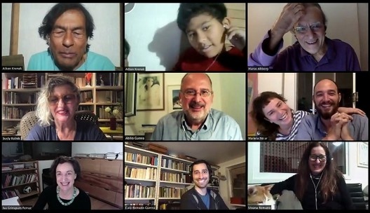 Ailton Krenak e seu filho Nakrahe, o \"Naka\", Marco Altberg, Suely Rolnik, Abilio Guerra, Helena Romano Guerra e Giovanni Pirelli, Isa Grinspum Ferraz, Caio Romano Guerra e Silvana Romano