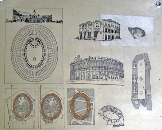 Detalhe de uma das pranchas que compunha a exposição Transformações Urbanas realizada na Faculdade de Arquitetura da UFRGS em 1986