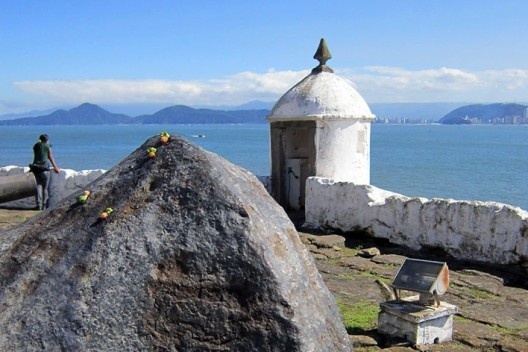 Fortaleza da Barra Grande, germinação de sementes de figueira na pedra, Guarujá SP