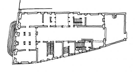 Palazzo Grimani em Veneza. Planta organizada em torno das salas centrais alongadas.