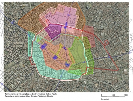 Soma-se às propostas anteriores o Programa Monumenta, para a região da Luz, bem como o Programa Nova Luz, em roxo mais escuro