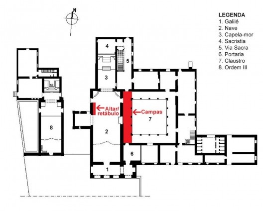 Convento de S. M. Madalena, planta esquemática, Marechal AL