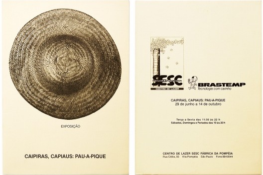 Folder impresso em offset da exposição Caipiras, Capiaus: Pau-a-Pique, primeira e quarta capas, design Victor Nosek, 1984