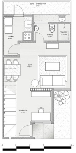 Planta baixa da unidade unifamiliar - 1 pavimento