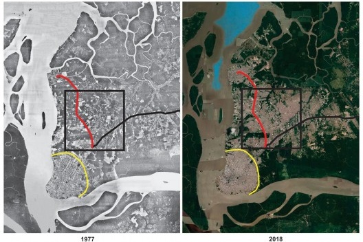 Aerofotogrametria e imagem de satélite de Belém e Ananindeua, com recorte da área de expansão