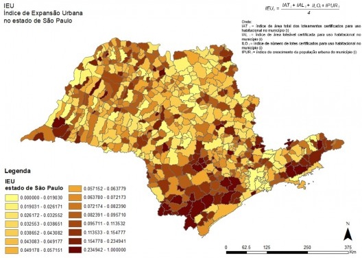Índice de expansão urbana, 2018