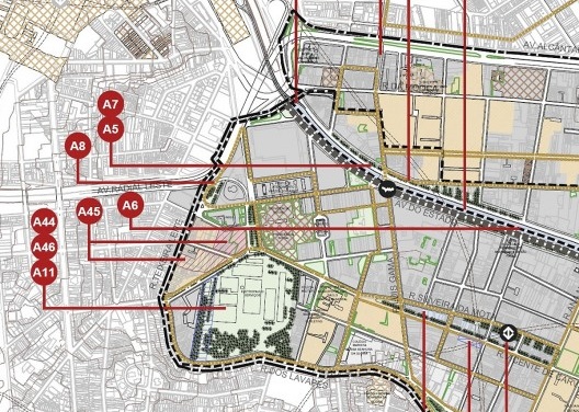 Proposta para a gleba da Eletropaulo (A11). OUCMVC, Mapa das Ações Integradas