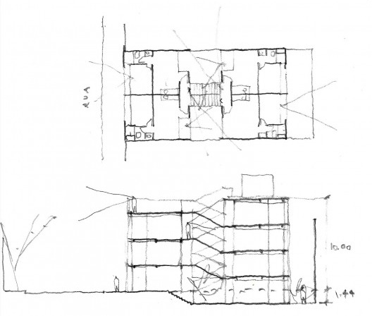 Edifício Tico RV, croquis, São Paulo SP Brasil, 2020. Arquitetos Danilo Terra, Fernanda Sakano, Juliana Terra e Pedro Tuma (autores) / Terra e Tuma Arquitetos Associados