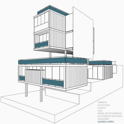 Estúdio Madalena, diagrama de montagem, São Paulo, 2015. Apiacás Arquitetos