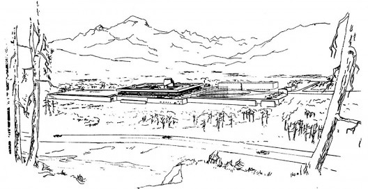 Croqui de Emilio Duhart. Edificio Cepal, Santiago do Chile.