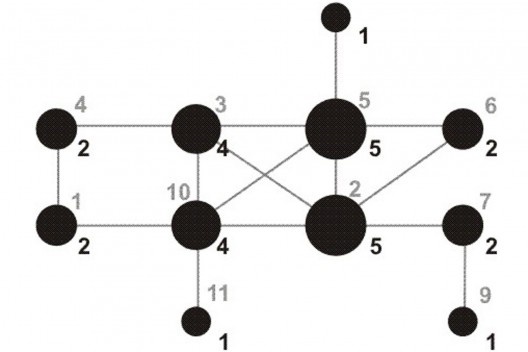 Figura 6c. Hierarquia dos vértices em função do número de arestas