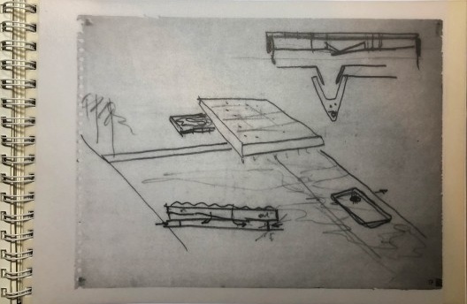 Croquis, processo projetual da FAU USP, Vilanova Artigas