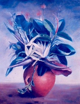 10. Vaso com strelitzia e ficus. Roberto Burle Marx, 1939, óleo sobre tela