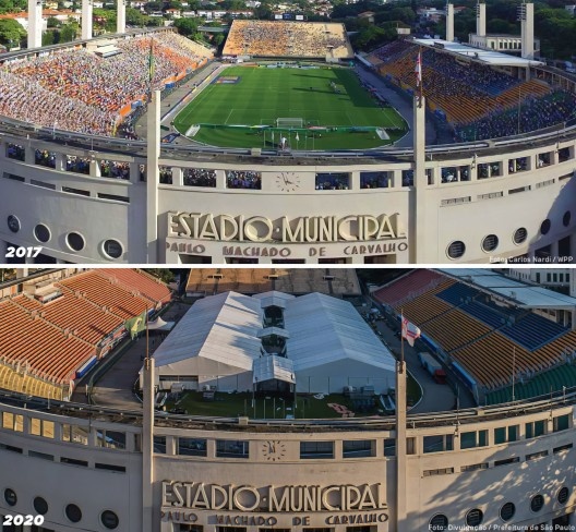 Estádio Municipal Paulo Machado de Carvalho ocupado pelo hospital de campanha para tratamento da Covid-19