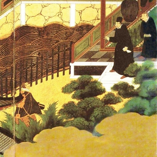 Biombo Namban, chefe português se apresenta aos padres e recebe benção (detalhe), Museu de Arte Antiga de Lisboa