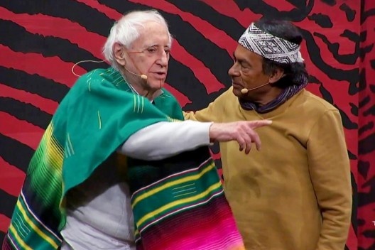 Ailton Krenak e José Celso Martinez Corrêa, mesa 13 – Vaza-Barris (O Irapiranga dos Tapuias), Flip 2019, Auditório da Matriz, 12 de julho de 2019, das 20h30 às 21h45