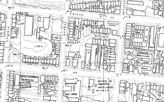 Afluente do Sapateiro, sob a Travessa Botucatu, atual Rua Manuel Cebrian Ferrer