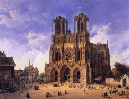 Catedral de Reims, pintura de Domenico Quaglio, c.1830, Museum der Bildenden Kunste