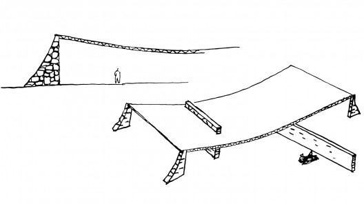 Esboço de Oscar Niemeyer para os elementos básicos e estruturais da Casa Cavanelas, 1954