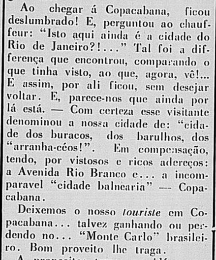 Trecho do texto “Barulho, buracos e torres”, de Arthur de Calasans